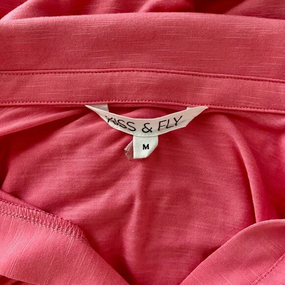 Kiss & Fly Pink Button Down Shirt Roll Tab Sleeves Women's Size Medium - Picture 7 of 10